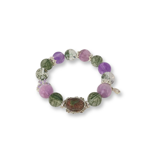 crystal & Green Rutilated Crystals Bracelet