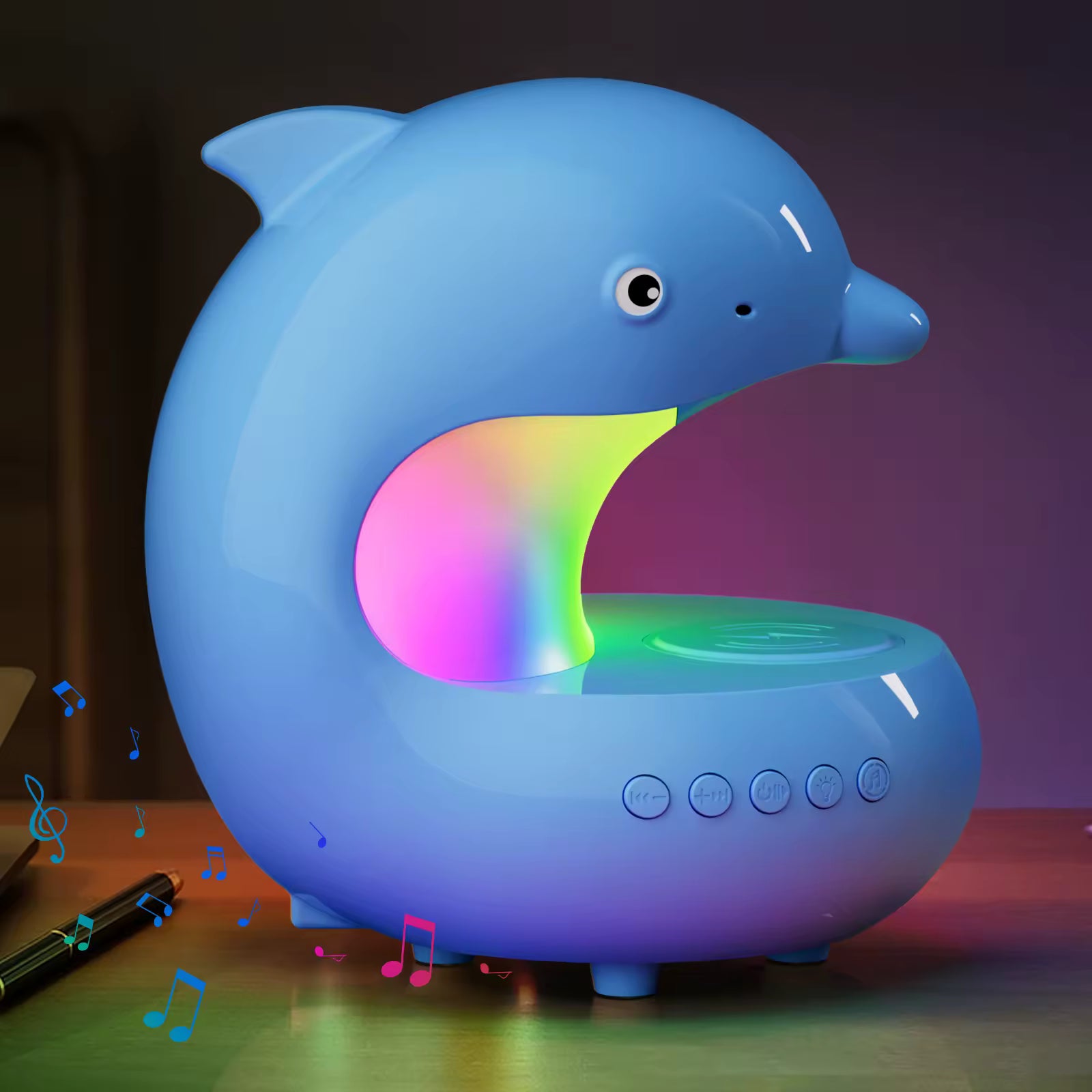 Whale LED Wireless Charger & Phone Stand — Desktop Night Light
