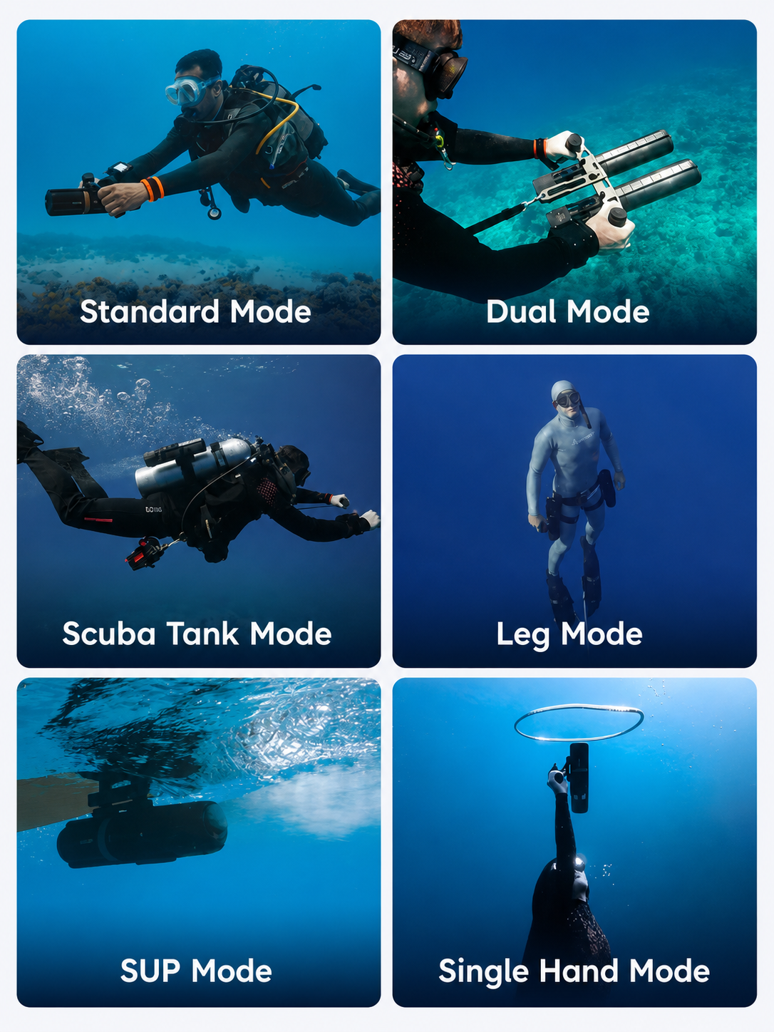 LEFEET P1 modular underwater scooter configurations available from EAGLEROAM