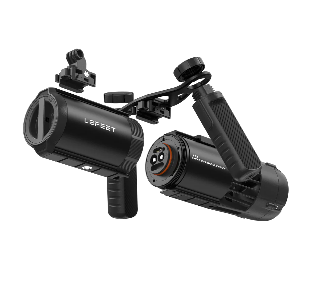 LEFEET modular underwater scooter mounting configurations